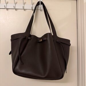 Tory Burch Dark Brown Leather Tote (Romy Tote)